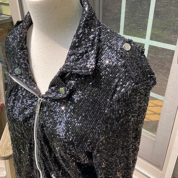 Black Sequin Motocycle Jacket - Picture 5 of 5